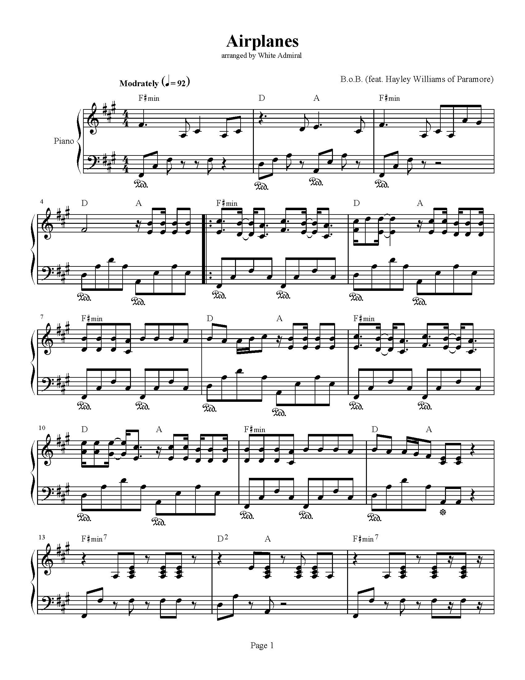 B O B Airplanes Ft Hayley Williams Of Paramore Airplanes - B.o.B. (feat. Hayley Williams of Paramore) | True Piano